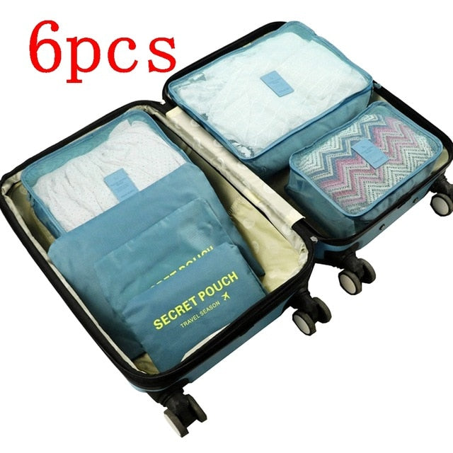 8 pieces Waterproof Travel Bags | Clothes Luggage Organizer