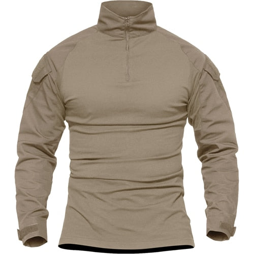 TACVASEN Long Sleeve Tactical T Shirt for Men | Camouflage Khaki Shirts