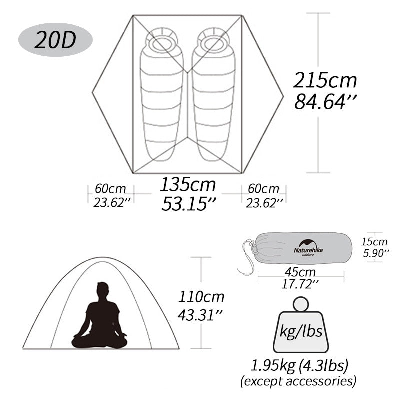 Naturehike yıldız nehir 2 çadır 2 kişi Ultralight su geçirmez kamp çadırı çift katmanlı 4 mevsim çadır açık seyahat yürüyüş çadırı