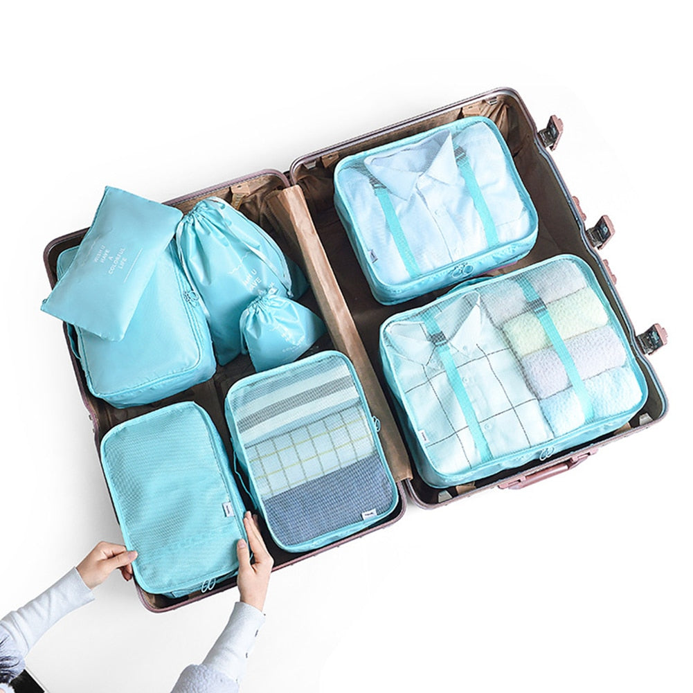 8 Pcs Luggage Organizer Set Travel Cube Bags Storage Clothes Packing  Accessories