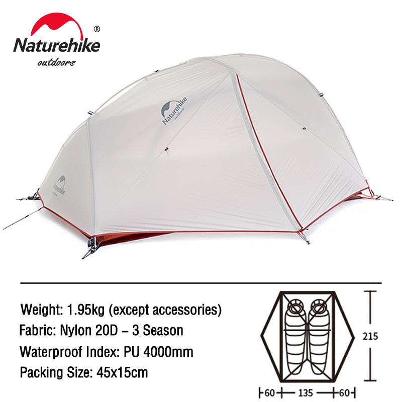 Naturehike yıldız nehir 2 çadır 2 kişi Ultralight su geçirmez kamp çadırı çift katmanlı 4 mevsim çadır açık seyahat yürüyüş çadırı