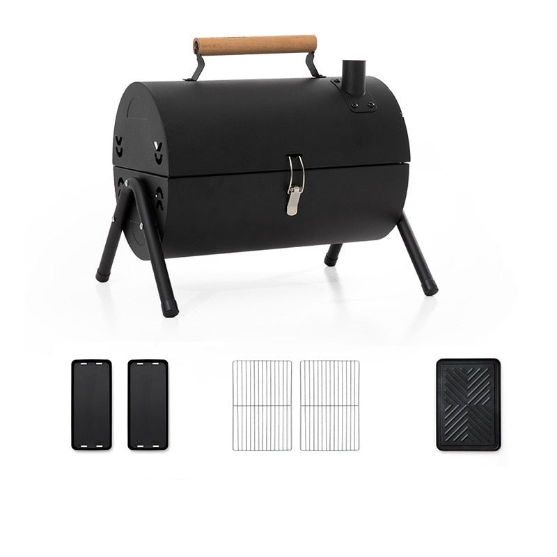 Portable Combine BBQ Grill 2-4 Person Patio Camping Picnic Barbecue Stove Round