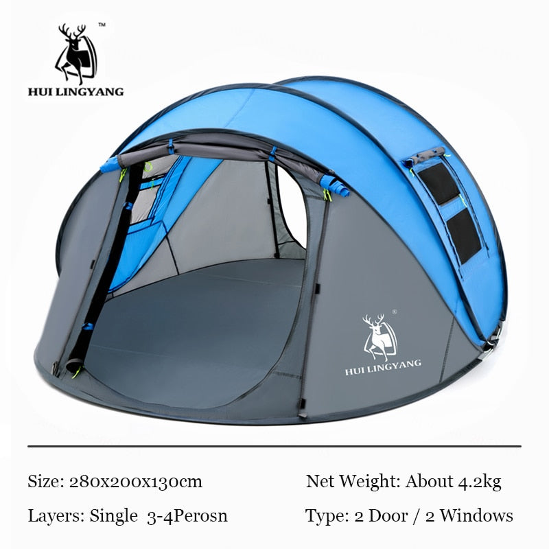 HUI LINGYANG Throw Pop Up Tent 4-6 Person Outdoor Automatic Tents Double Layers Large Family Tent Waterproof Camping Hiking Tent