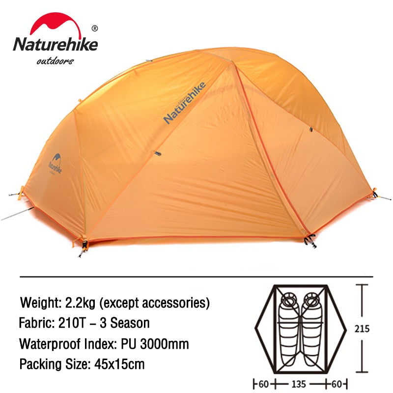 Naturehike yıldız nehir 2 çadır 2 kişi Ultralight su geçirmez kamp çadırı çift katmanlı 4 mevsim çadır açık seyahat yürüyüş çadırı