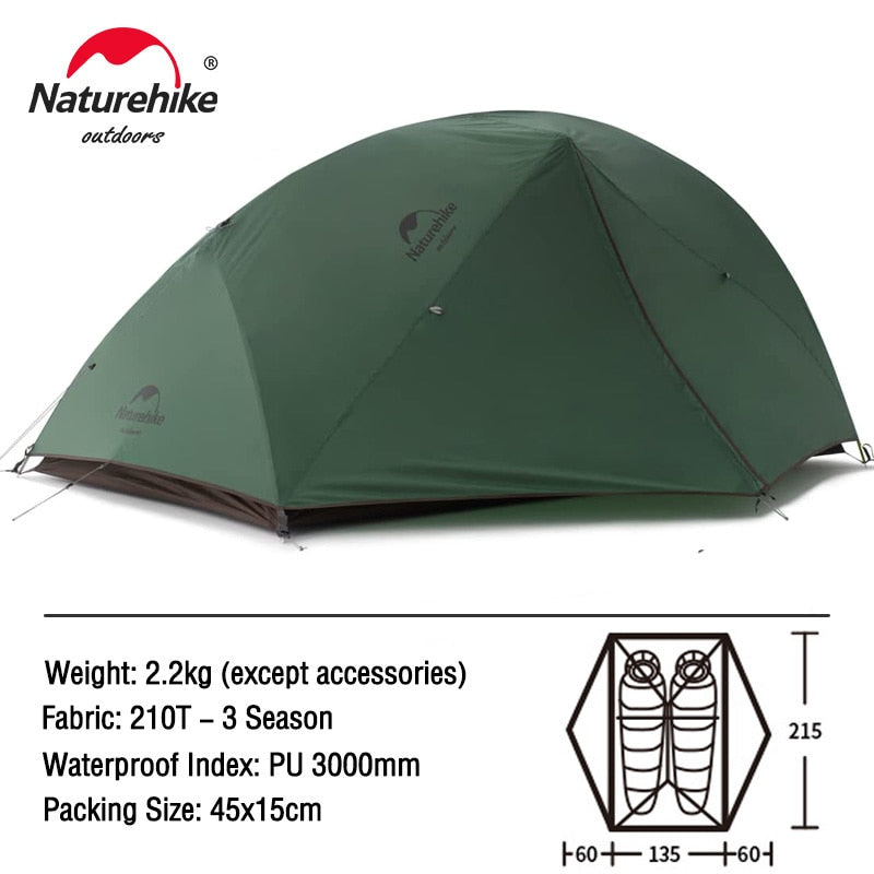 Naturehike yıldız nehir 2 çadır 2 kişi Ultralight su geçirmez kamp çadırı çift katmanlı 4 mevsim çadır açık seyahat yürüyüş çadırı