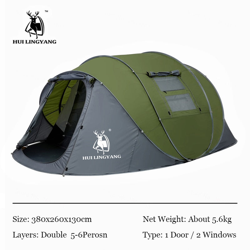 HUI LINGYANG Throw Pop Up Tent 4-6 Person Outdoor Automatic Tents Double Layers Large Family Tent Waterproof Camping Hiking Tent