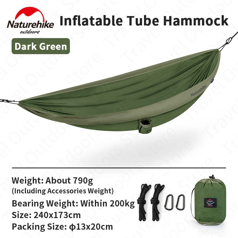 NatureHike Loiding weight 200KG 2 Person Ultralight Inflatable Camping Hammock Tent 210T Nylon Outdoor Camping Hunting Hammock