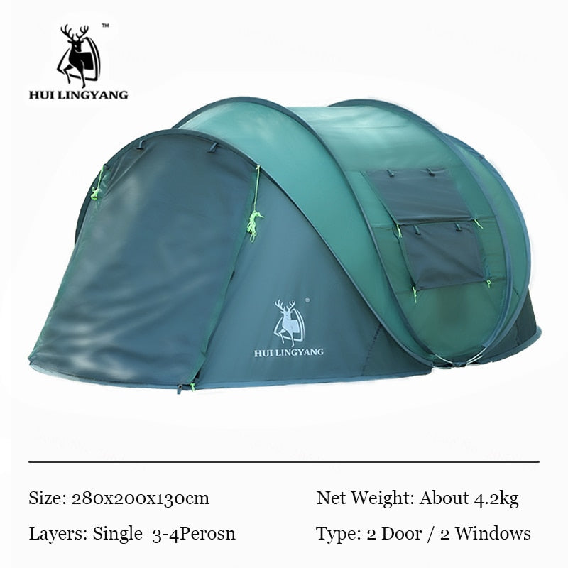 HUI LINGYANG Throw Pop Up Tent 4-6 Person Outdoor Automatic Tents Double Layers Large Family Tent Waterproof Camping Hiking Tent