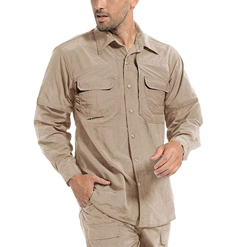 TACVASEN Men Quick Dry Tactical Long Sleeve Shirts With Pockets