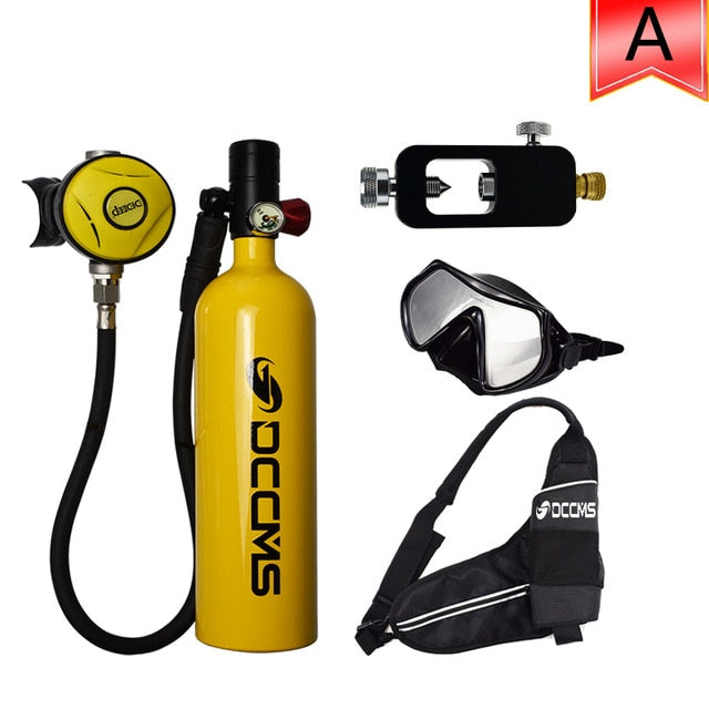 DCCMS mini diving tank 4 in 1 with air pump 1000 ml oxygen cylinder diving respirator scuba diving equipment set