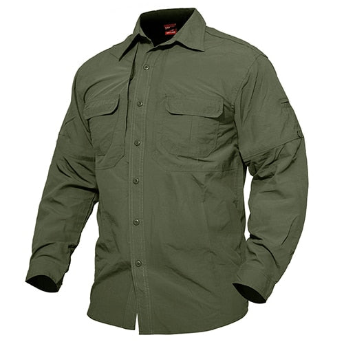 TACVASEN Men Quick Dry Tactical Long Sleeve Shirts With Pockets