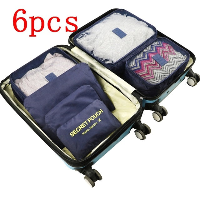 8 In 1 Travel Organizer Bag Waterproof Zip Lock Travel Pouch Clothes Luggage  Underwear Storage Set