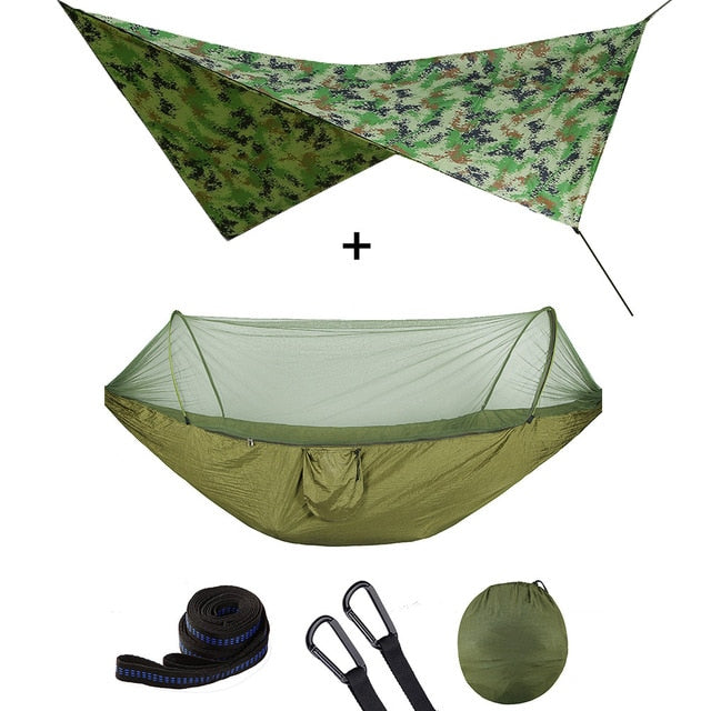 Automatic Quick Open Mosquito Net Hammock Tent With Waterproof Canopy